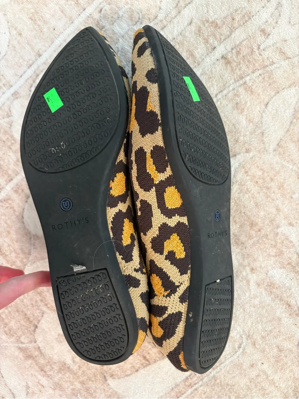 Rothy's Leopard Print Pointed Toe Flats - Brown/Black Size 9